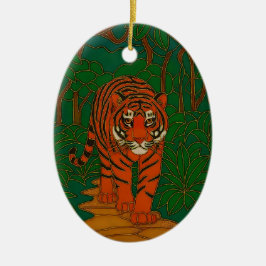 Cloisonne Konst Tiger på Djungelstigen Julgransprydnad Keramik