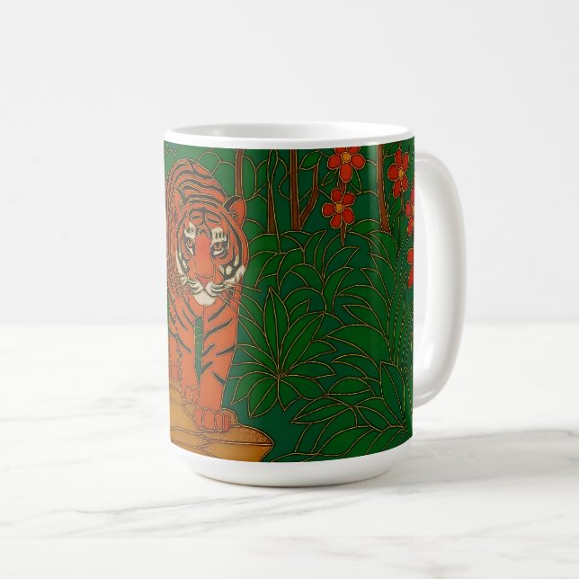 Cloisonne Konst Tiger på Djungelstigen Kaffemugg (Framsida höger)