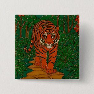 Cloisonne Konst Tiger på Djungelstigen Knapp