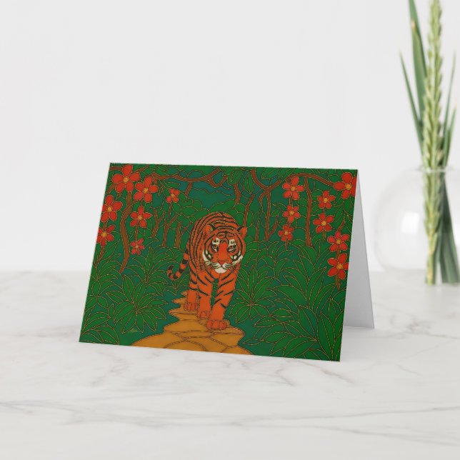Cloisonne Konst Tiger på Djungelstigen Kort (Framsida)