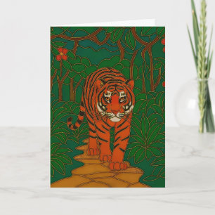Cloisonne Konst Tiger på Djungelstigen Kort
