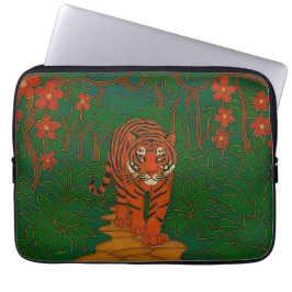 Cloisonne Konst Tiger på Djungelstigen Laptop Fodral