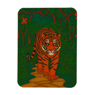 Cloisonne Konst Tiger på Djungelstigen Magnet