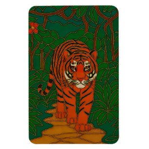 Cloisonne Konst Tiger på Djungelstigen Magnet