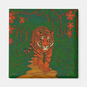 Cloisonne Konst Tiger på Djungelstigen Magnet