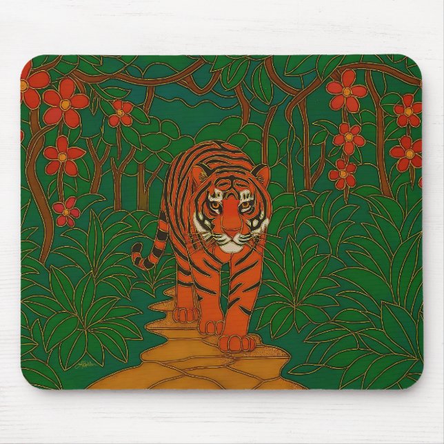 Cloisonne Konst Tiger på Djungelstigen Musmatta (Framsidan)