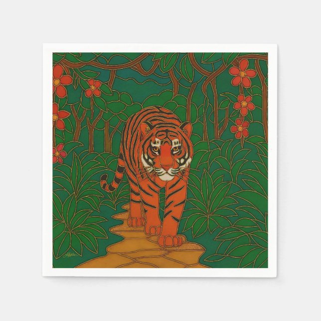 Cloisonne Konst Tiger på Djungelstigen Pappersservett (Framsidan)