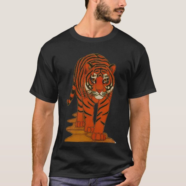 Cloisonne Konst Tiger på Djungelstigen T Shirt (Framsida)