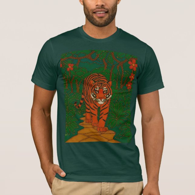 Cloisonne Konst Tiger på Djungelstigen T Shirt (Framsida)