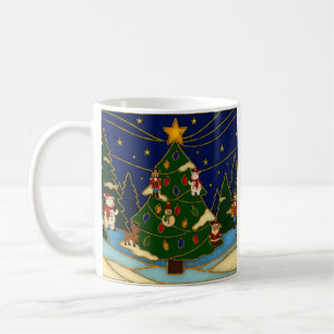 Cloisonne konst Whimsical skog Klassisk jul Kaffemugg