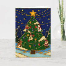 Cloisonne Konst Whimsical Skog Klassisk Jul