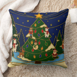 Cloisonne Konst Whimsical Skog Klassisk Jul  Kudde