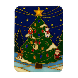 Cloisonne Konst Whimsical Skog Klassisk Jul  Magnet