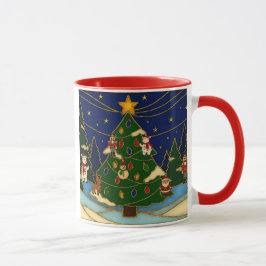 Cloisonne Konst Whimsical Skog Klassisk Jul  Mugg