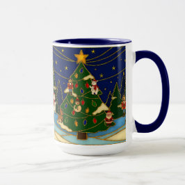 Cloisonne Konst Whimsical Skog Klassisk Jul  Mugg