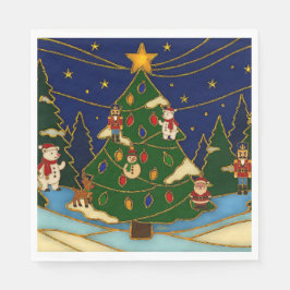 Cloisonne Konst Whimsical Skog Klassisk Jul Pappersservett