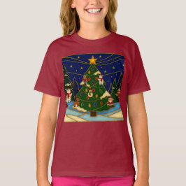 Cloisonne konst Whimsical skog Klassisk jul  T Shirt