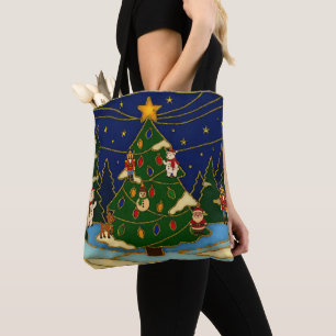 Cloisonne konst Whimsical Skog Klassisk Jul  Tygkasse
