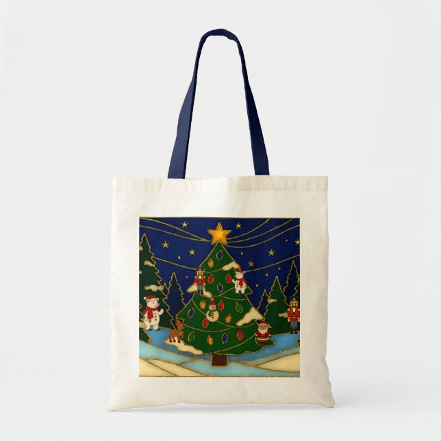 Cloisonne Konst Whimsical Skog Klassisk Jul  Tygkasse (Framsidan)