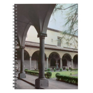 Cloister av kloster som byggs om i 1442 (fotoet) anteckningsbok