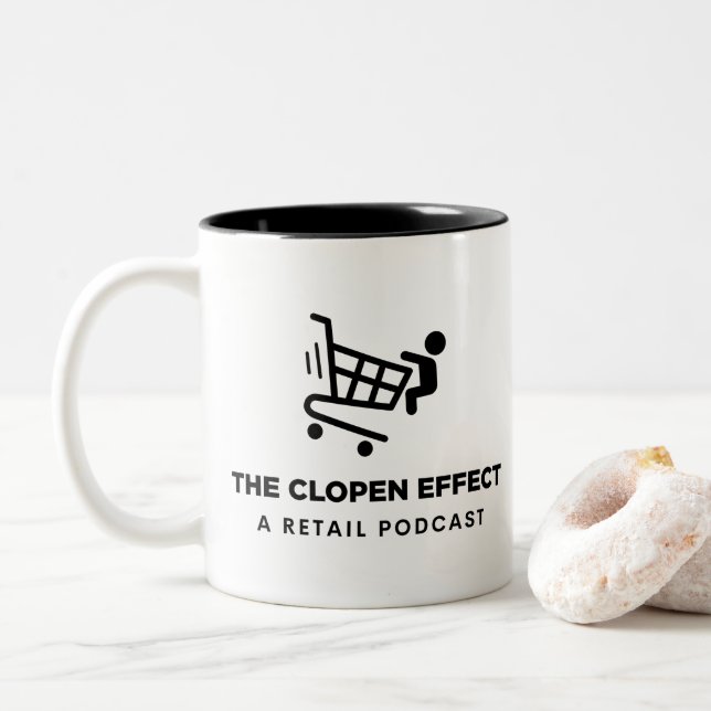 Clopen Effect - Black Logotyp 2-tonkaffe Mugg (Med munk)