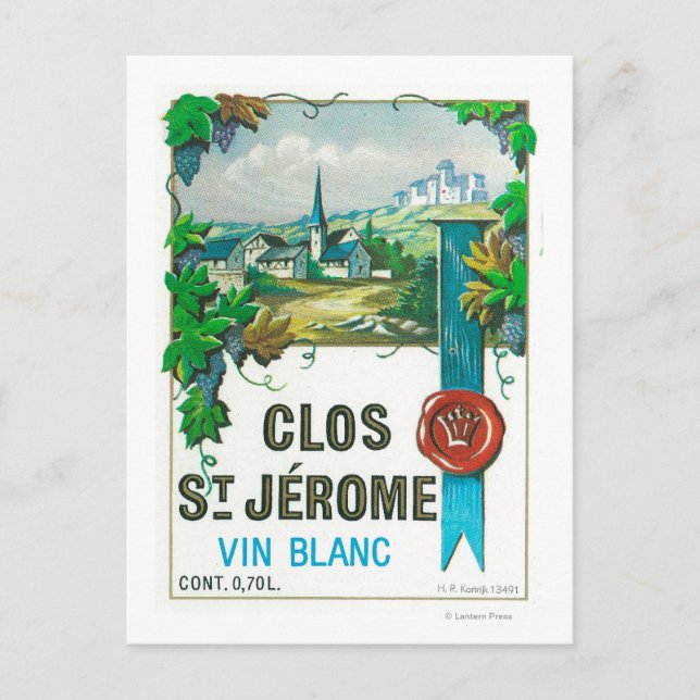 Clos St. Jermoe Vin LabelEurope Vykort (Framsida)