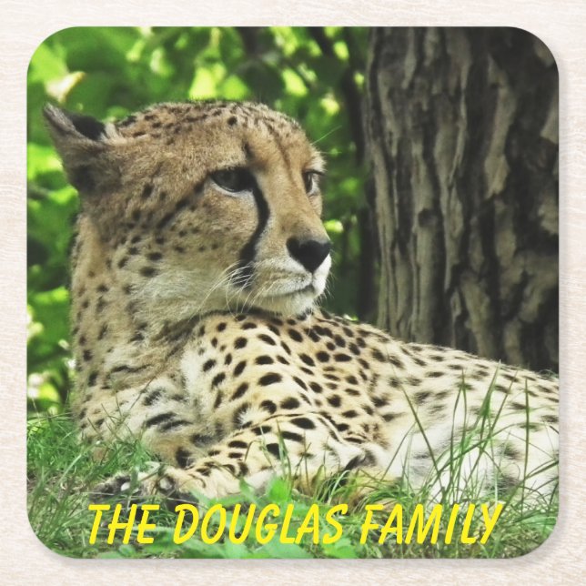 Close Leopard Underlägg Papper Kvadrat (Framsidan)