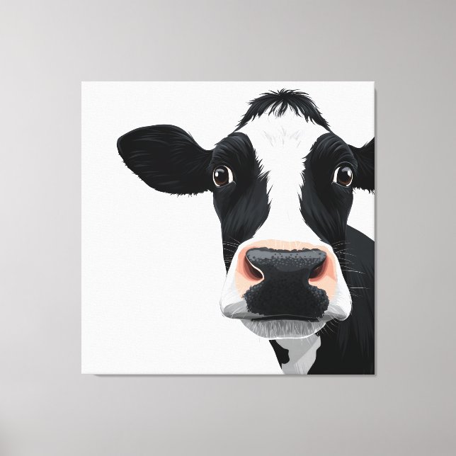 Close-Up Cow Curiosity Canvastryck (Framsida)