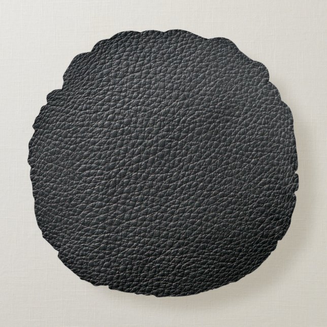 Close up of black leather texture and backgroundle rund kudde (Framsidan)