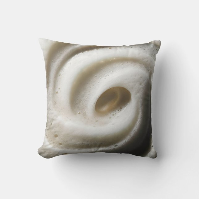 Close-Up of Creamy White Foam with Swirling Textur Kudde (Framsida)