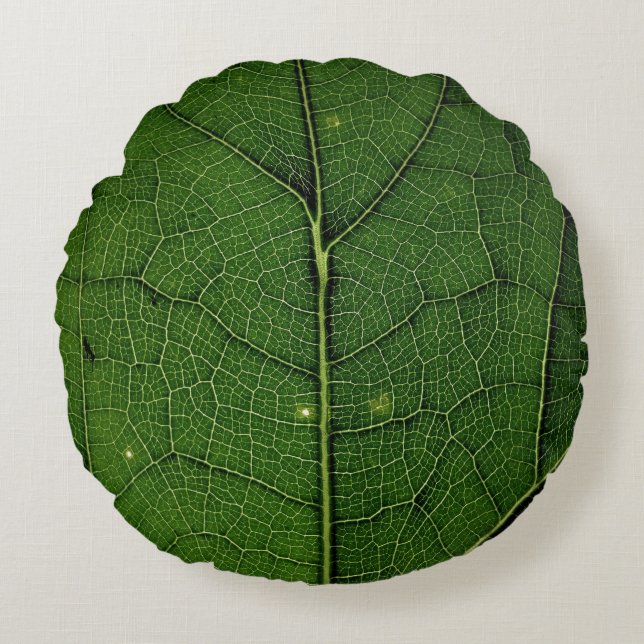 Close up photo of leaf rund kudde (Framsidan)