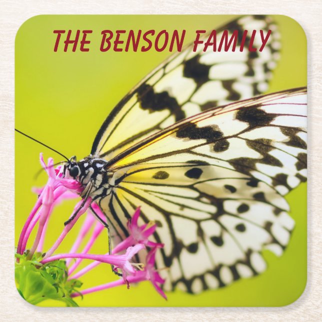 Close Vild Butterfly Underlägg Papper Kvadrat (Framsidan)