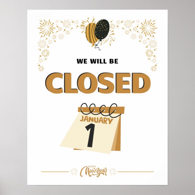 Closed January 1st Store Hours Poster (Framsidan)