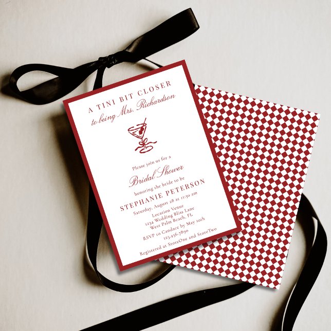 Closer to Mrs Old Money Martini Bridal Shower Inbjudningar (Skapare uppladdad)