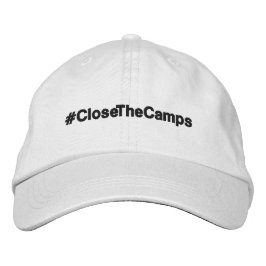 #CloseTheCamps politiska protest Broderad Keps
