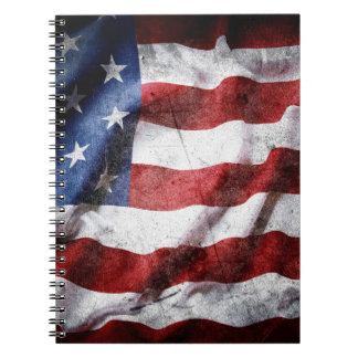 Closeup grunge American flagga. Anteckningsbok