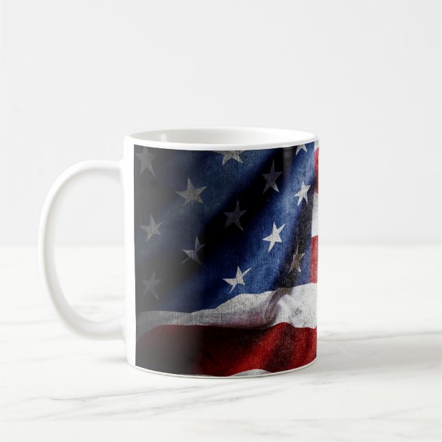 Closeup grunge American flagga. Kaffemugg (Vänster)