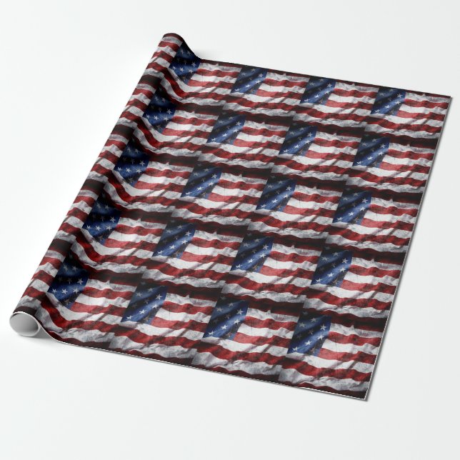 Closeup grunge American flagga. Presentpapper (Utrullad)