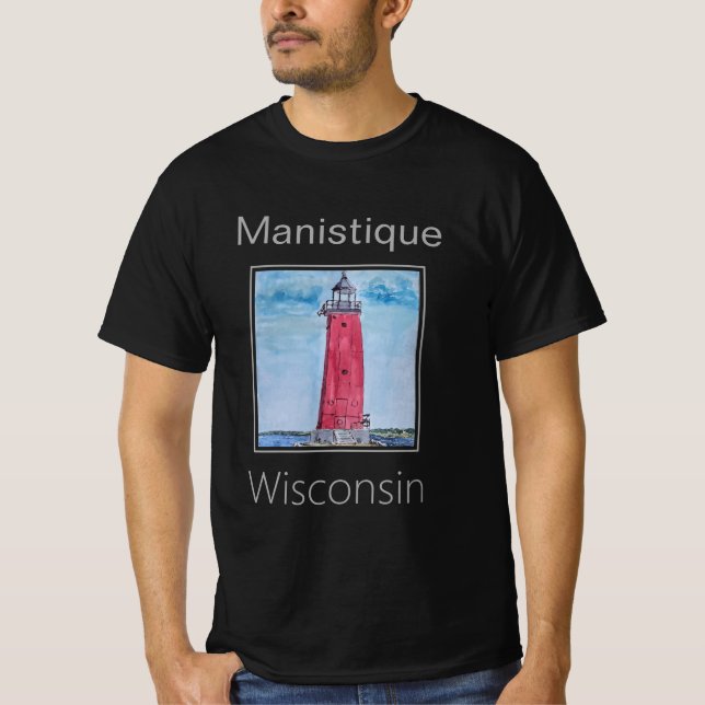 Closeup Manistique Öster Breakwater Light, Michiga T Shirt (Framsida)