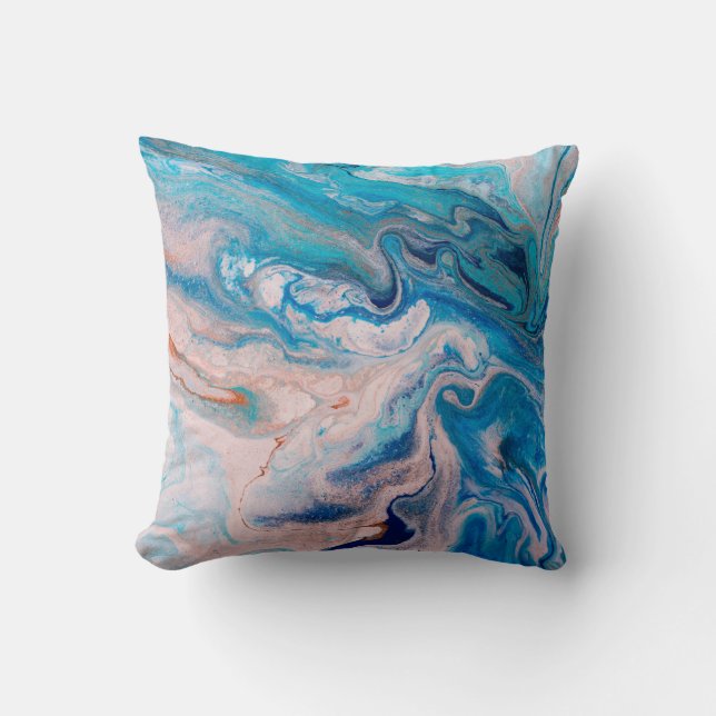 Closeup of mixed blue and white abstract marble te kudde (Framsida)
