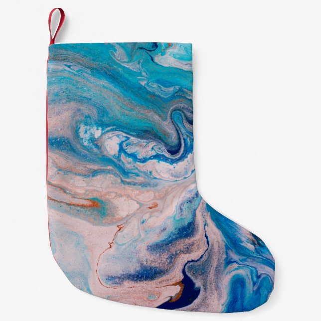 Closeup of mixed blue and white abstract marble te liten julstrumpa (Framsidan)