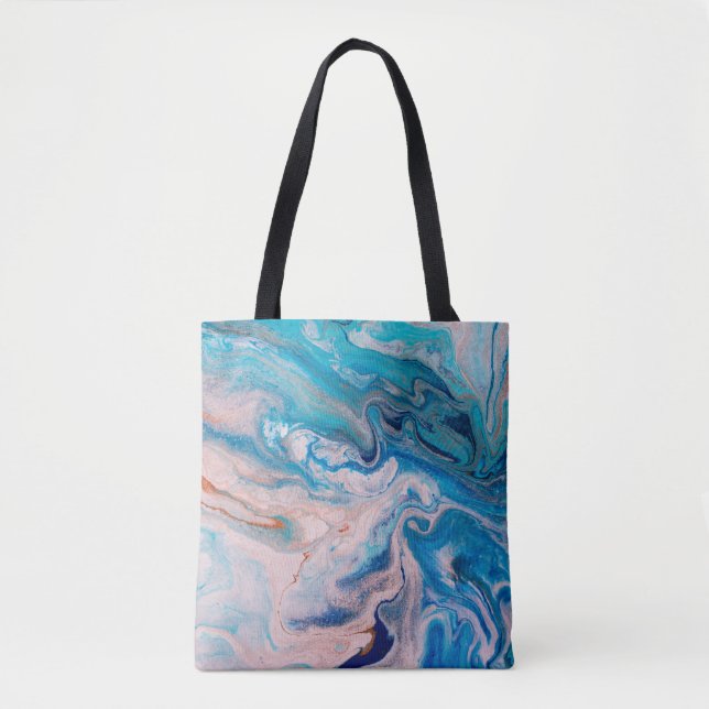 Closeup of mixed blue and white abstract marble te tygkasse (Framsida)
