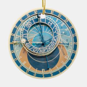 Closeup on Prag Astronomical Clock, Czech R. Julgransprydnad Keramik