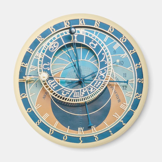 Closeup on Prag Astronomical Clock, Czech R. Magnet (Framsidan)