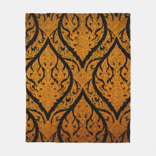 Closeup Thai mönster som kör lotus bild vid dörren Fleecefilt