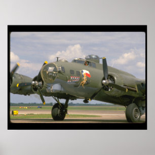 Closeupen B17, beklär Left_WWII flygplan Poster