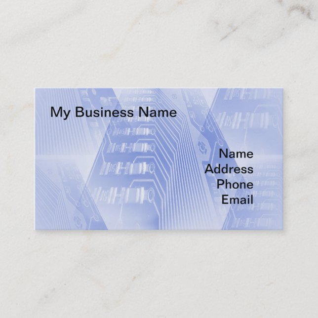 Closeupen beskådar av datormoderkort visitkort (Framsida)