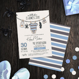 Clothes Line A Little Boo Blue Boy Halloween Inbjudningar