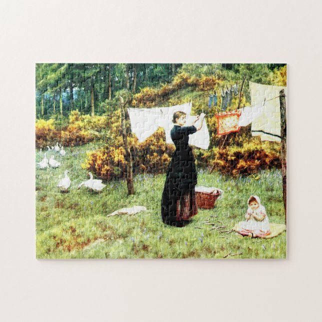 Clothes Line av Helen Allingham Pussel (Horisontell)