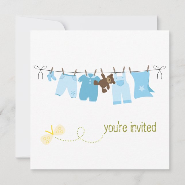 Clothesline Baby Shower-inbjudningar Inbjudningar (Framsida)